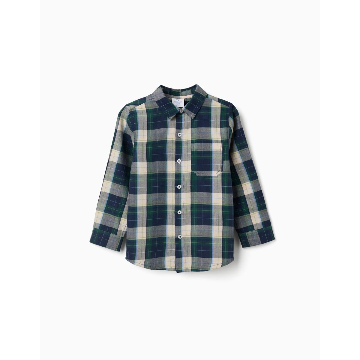 Chemise en coton à manches longues à carreaux B&S bleu foncé, ZIPPY