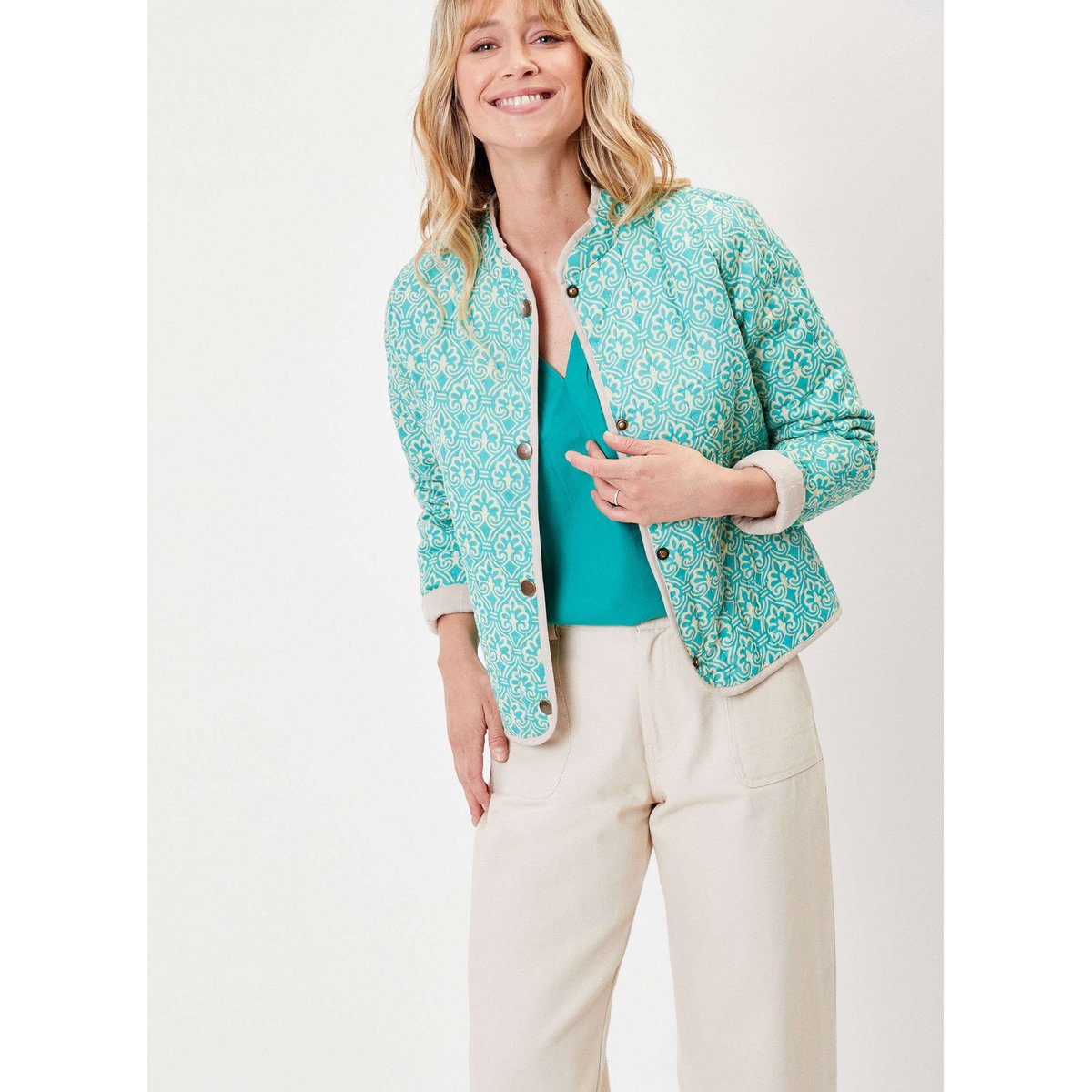 Veste matelassée doublée coton bio ANETO bleu ciel tilack, LA FIANCÉE