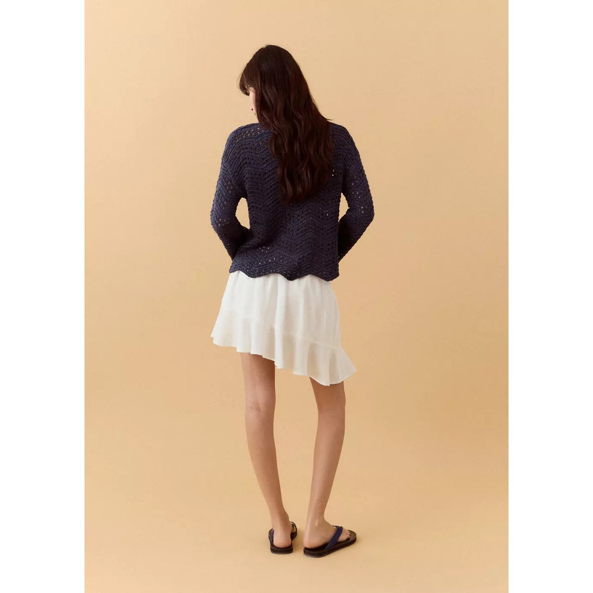 Jupe asymétrique volants blanc cassé, MANGO TEEN
