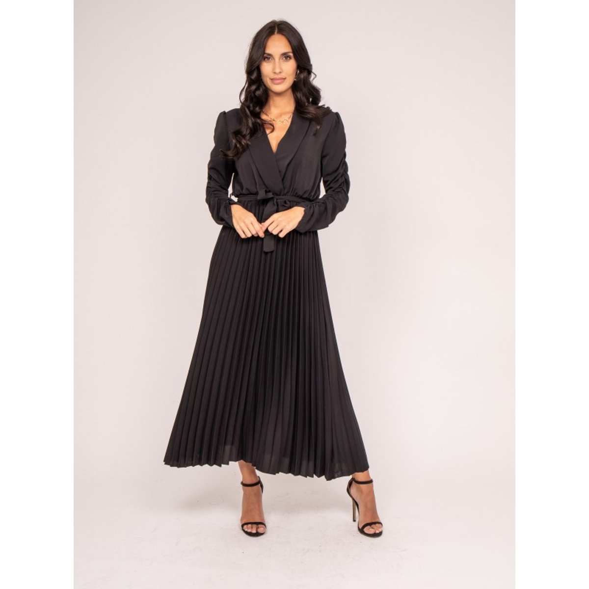 Robe Longue Plissée Ilem noir, DONA LISA