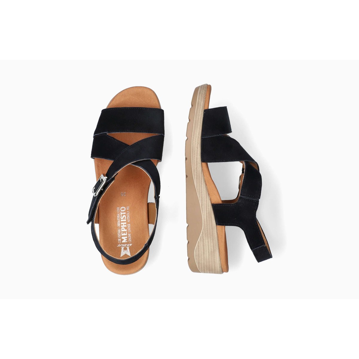 Sandales en cuir CLAUDINE bleu foncé 5144, MEPHISTO