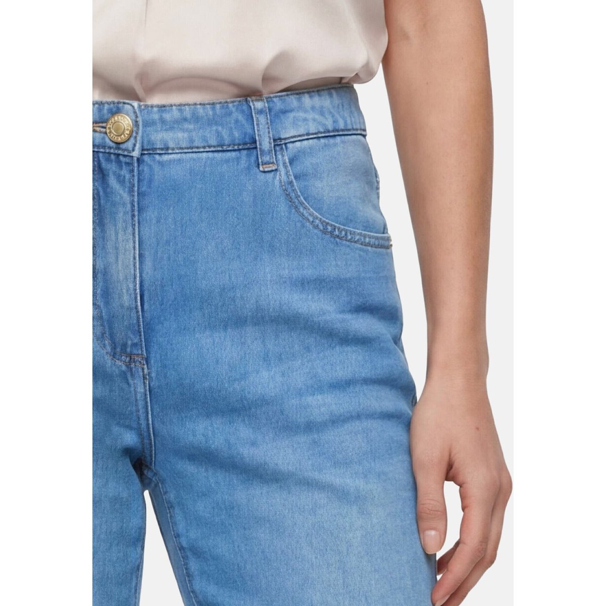 Pantalon casual unicolore bleu, BETTY BARCLAY