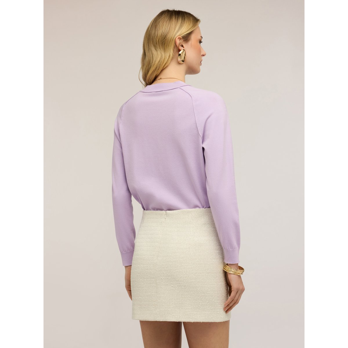 Pull à rayures en mélange de viscose violet, MOTIVI