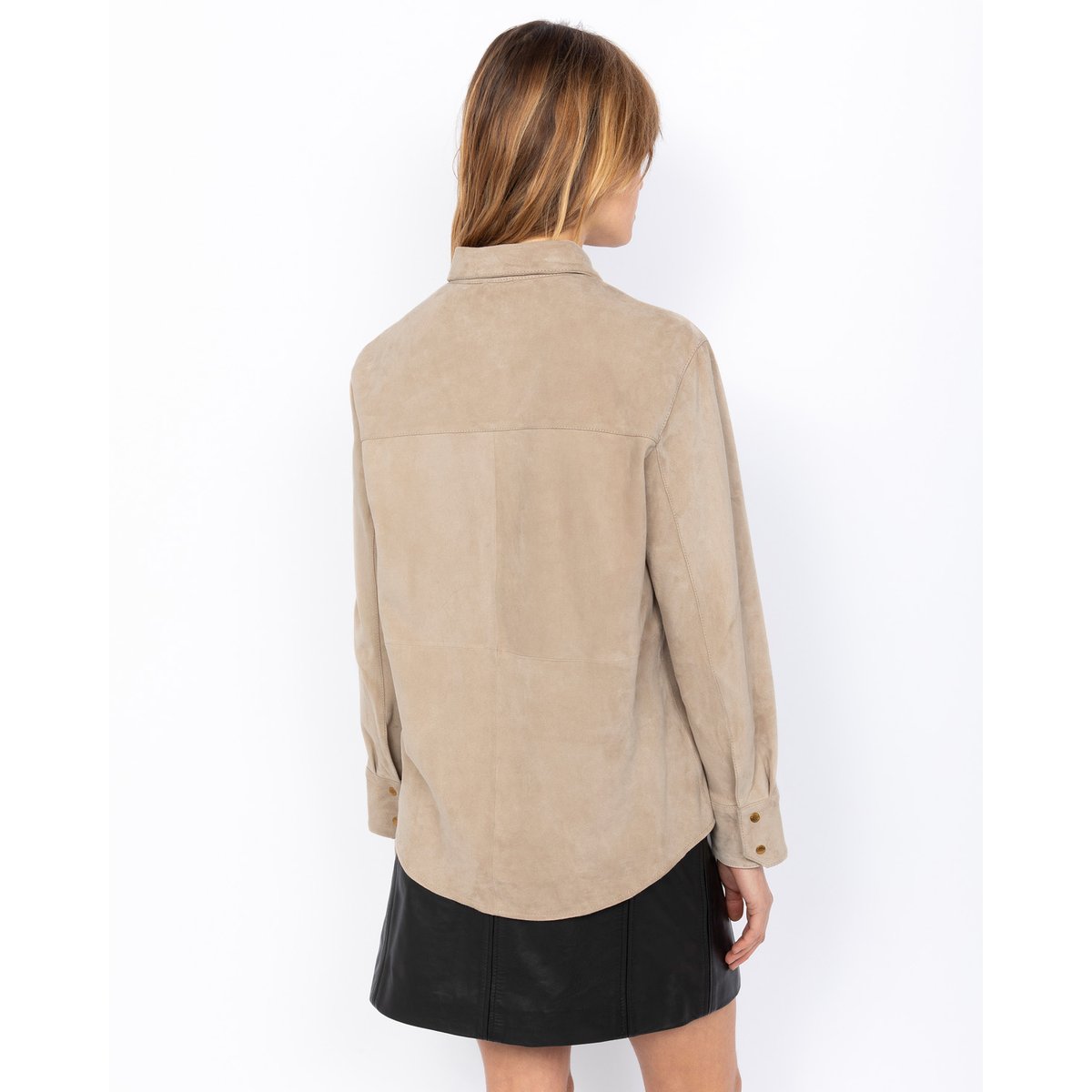 Chemise en chèvre velours beige, SCHOTT