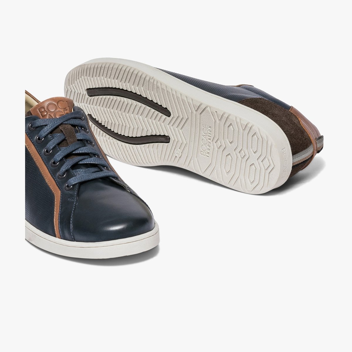 Basket en cuir KYRION bleu marine, BOCAGE