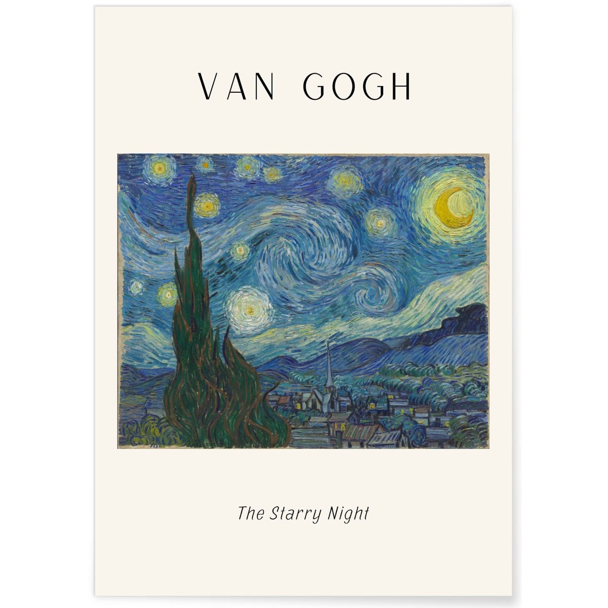 Affiche Van Gogh - The Starry Night blanc, L'AFFICHERIE