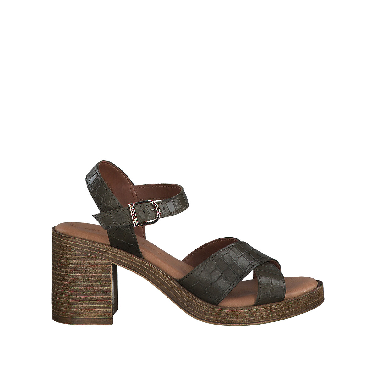 Sandales compensees en cuir Mjus noir La Redoute
