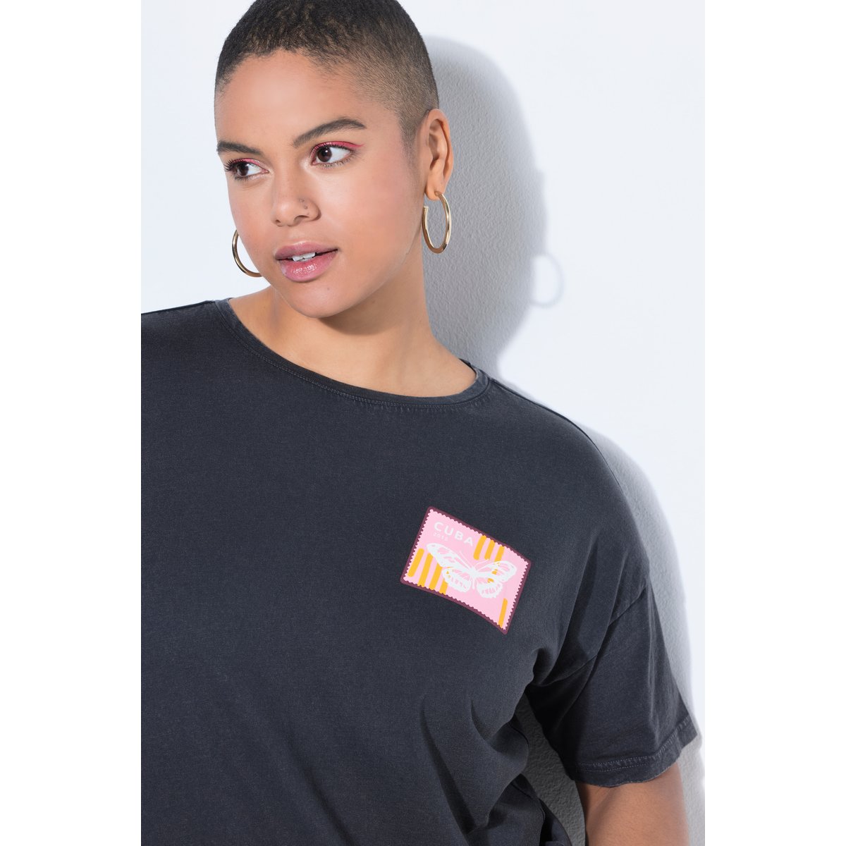 T-shirt oversize, style vintage et imprimés chiné anthracite, STUDIO UNTOLD