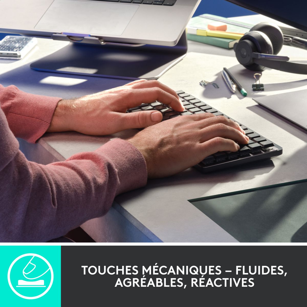 Clavier sans fil MX Mechanical Mini Rétroéclairé gris, LOGITECH
