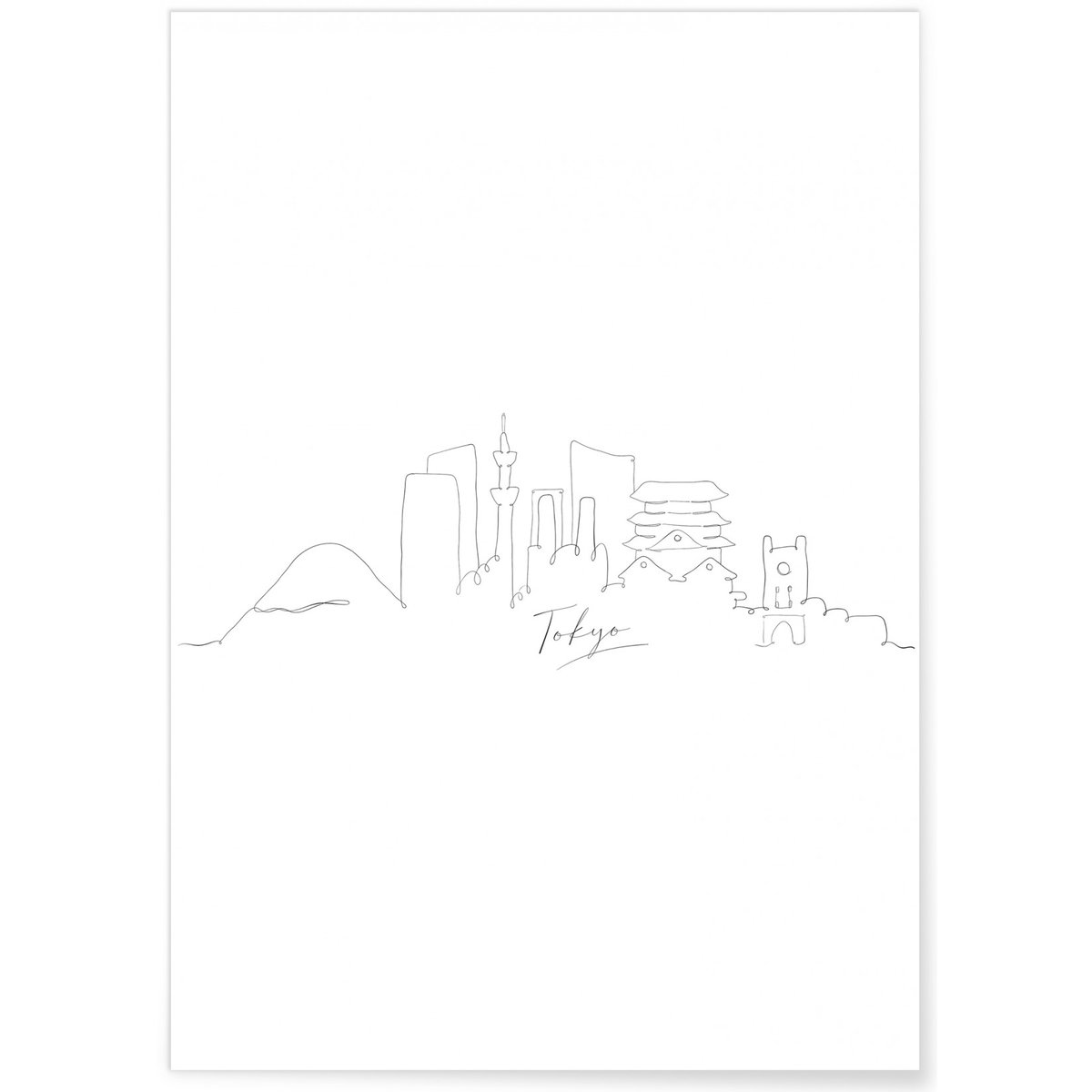 Affiche Line Art Tokyo blanc, L'AFFICHERIE