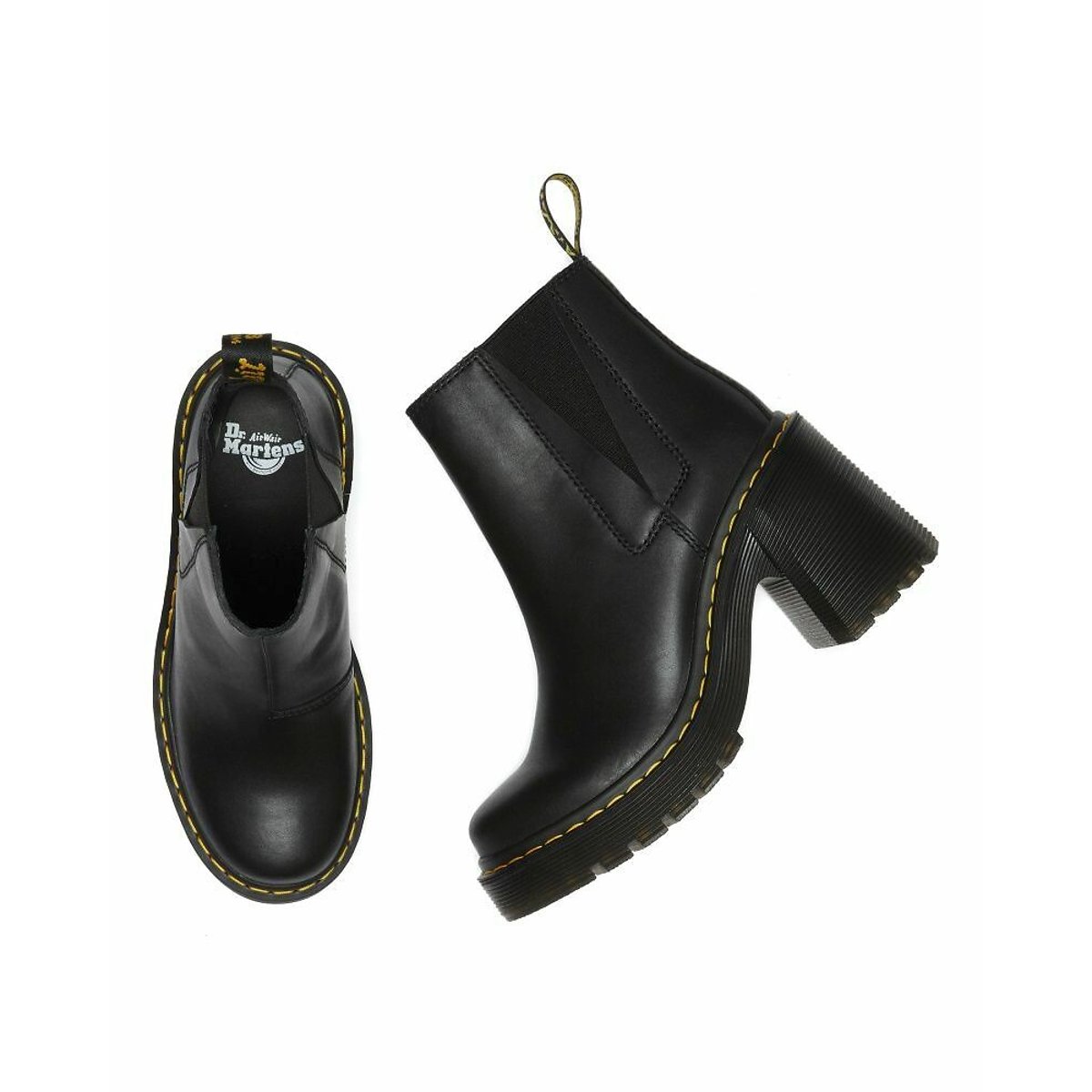 Boots à talon Spence en cuir sendal noir, DR. MARTENS