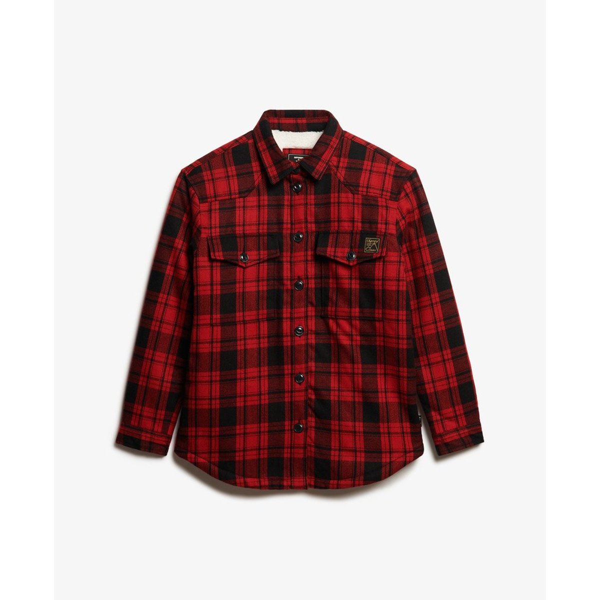 Surchemise en flanelle et peau lainée à carreaux rouge à carreaux, SUPERDRY