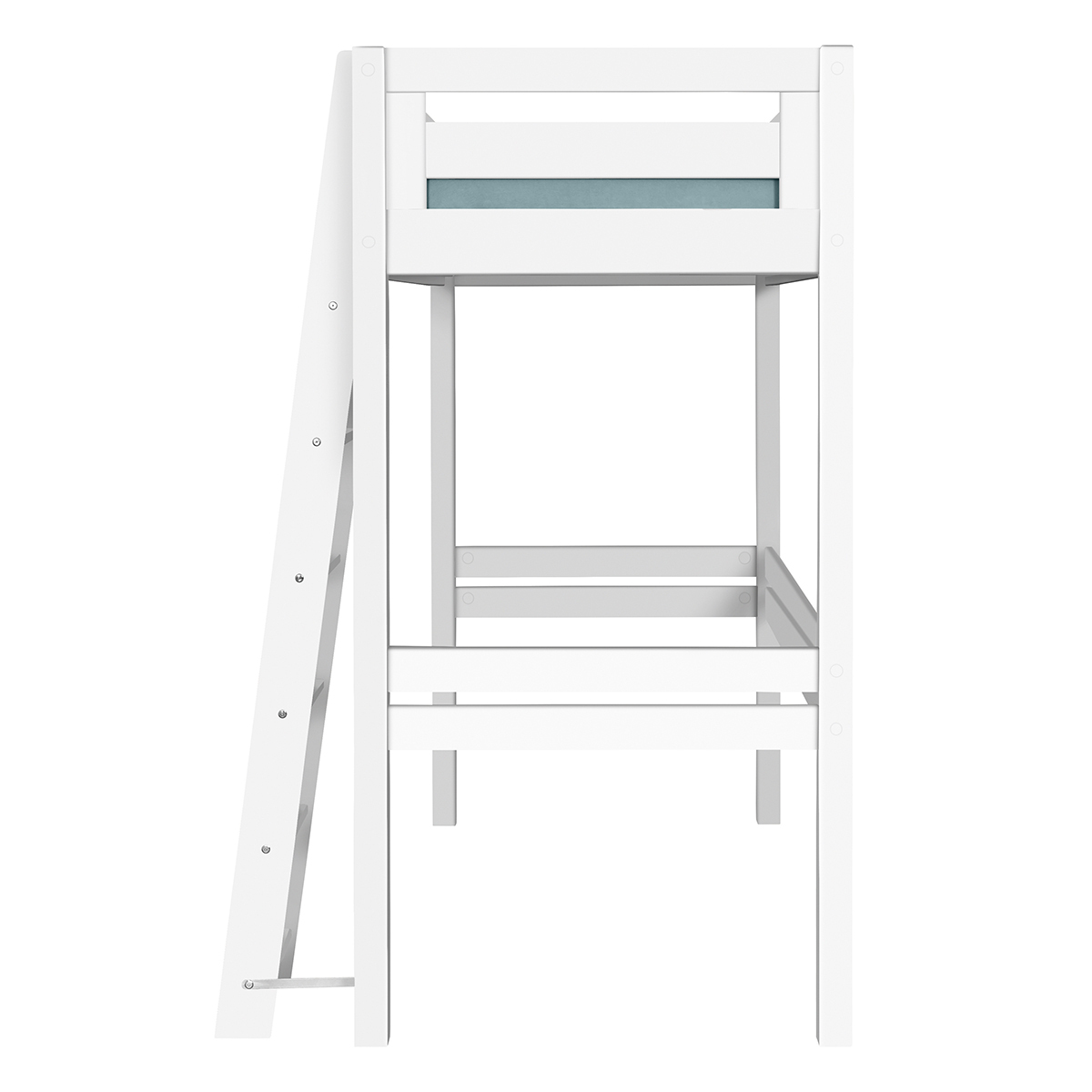Lit mezzanine 1 place Bois massif  ORSAI blanc, AKITEN RETAIL