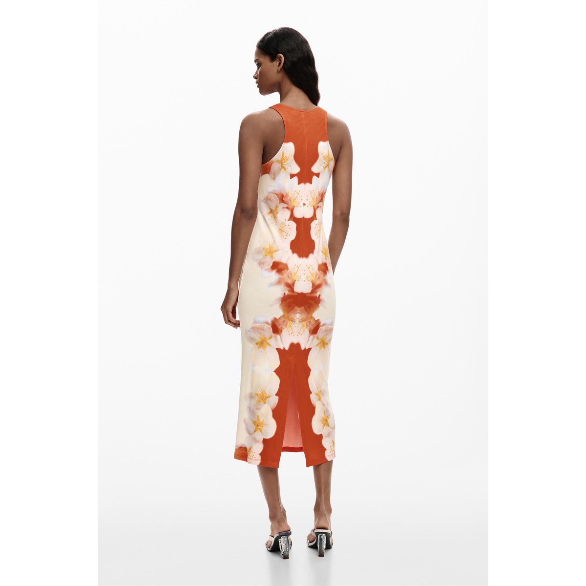 Robe fleurs latérales orange, DESIGUAL