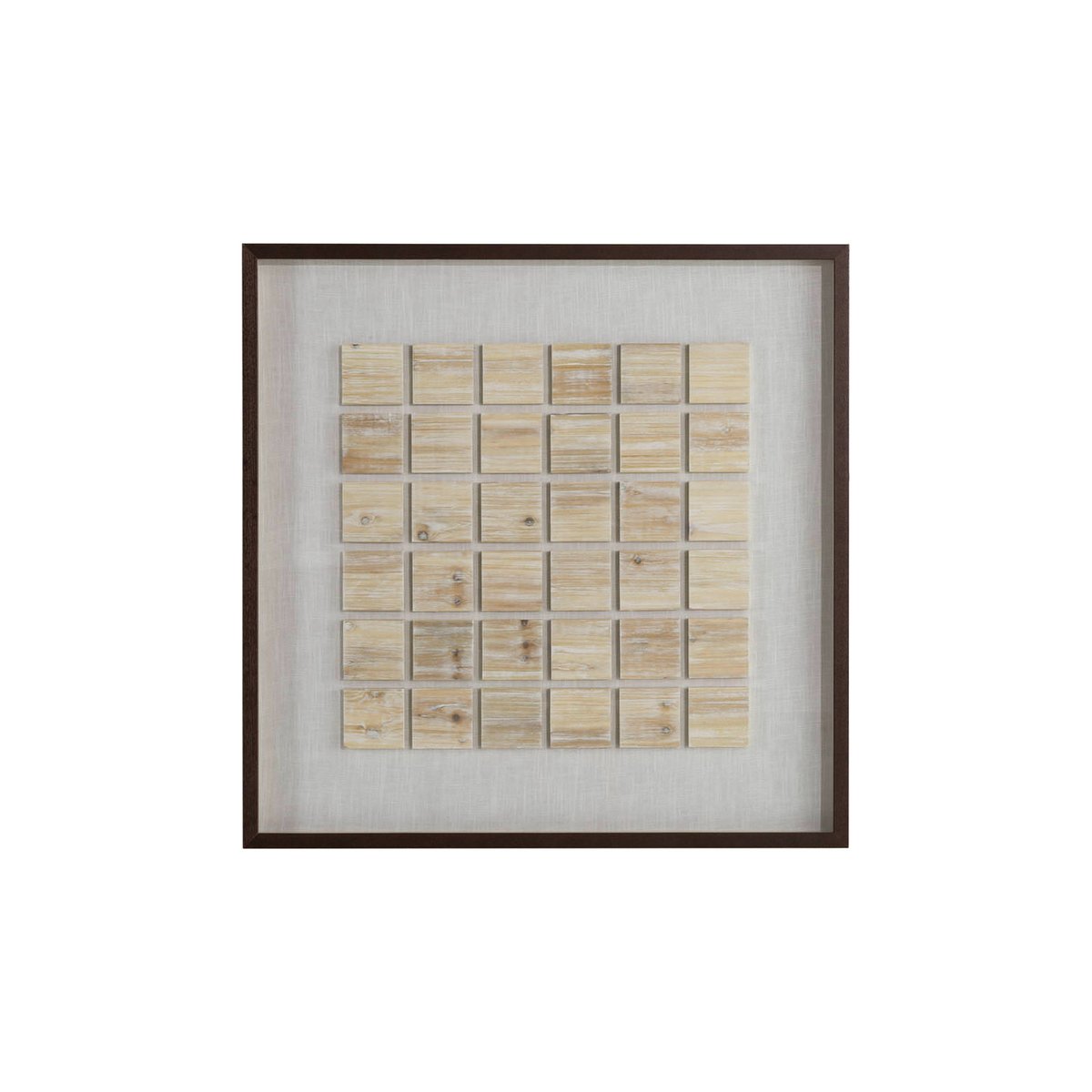Tableau carré en bois et verre relief brun, blanc et naturel, RECOLLECTION