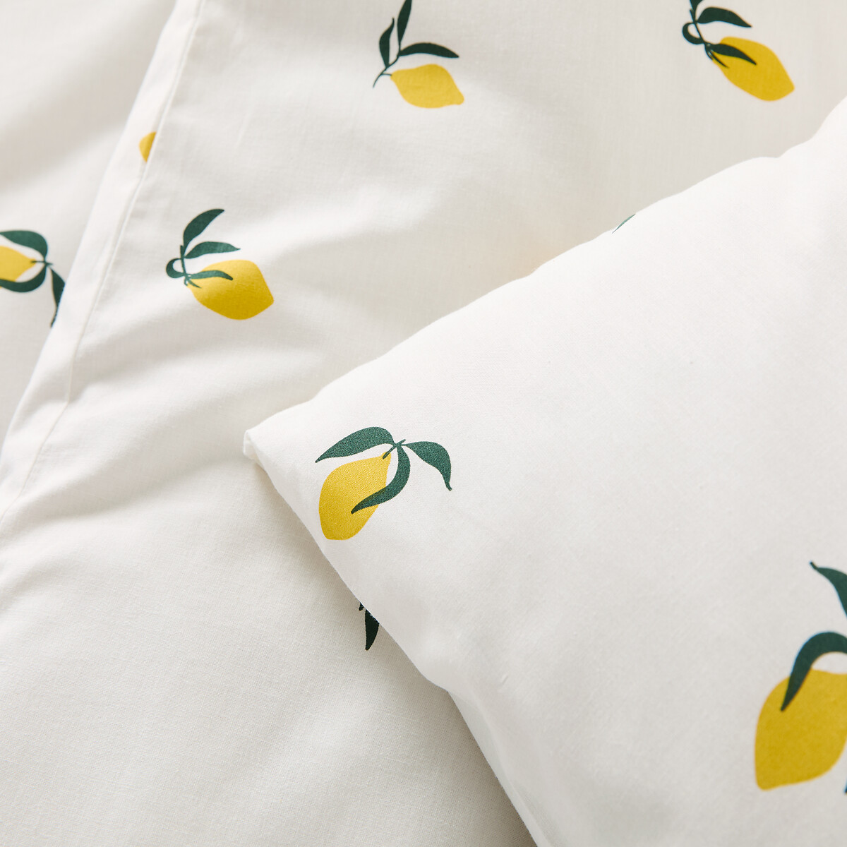 Parure 50% coton recyclé, taie carrée, Citron imprimé, LA REDOUTE INTERIEURS