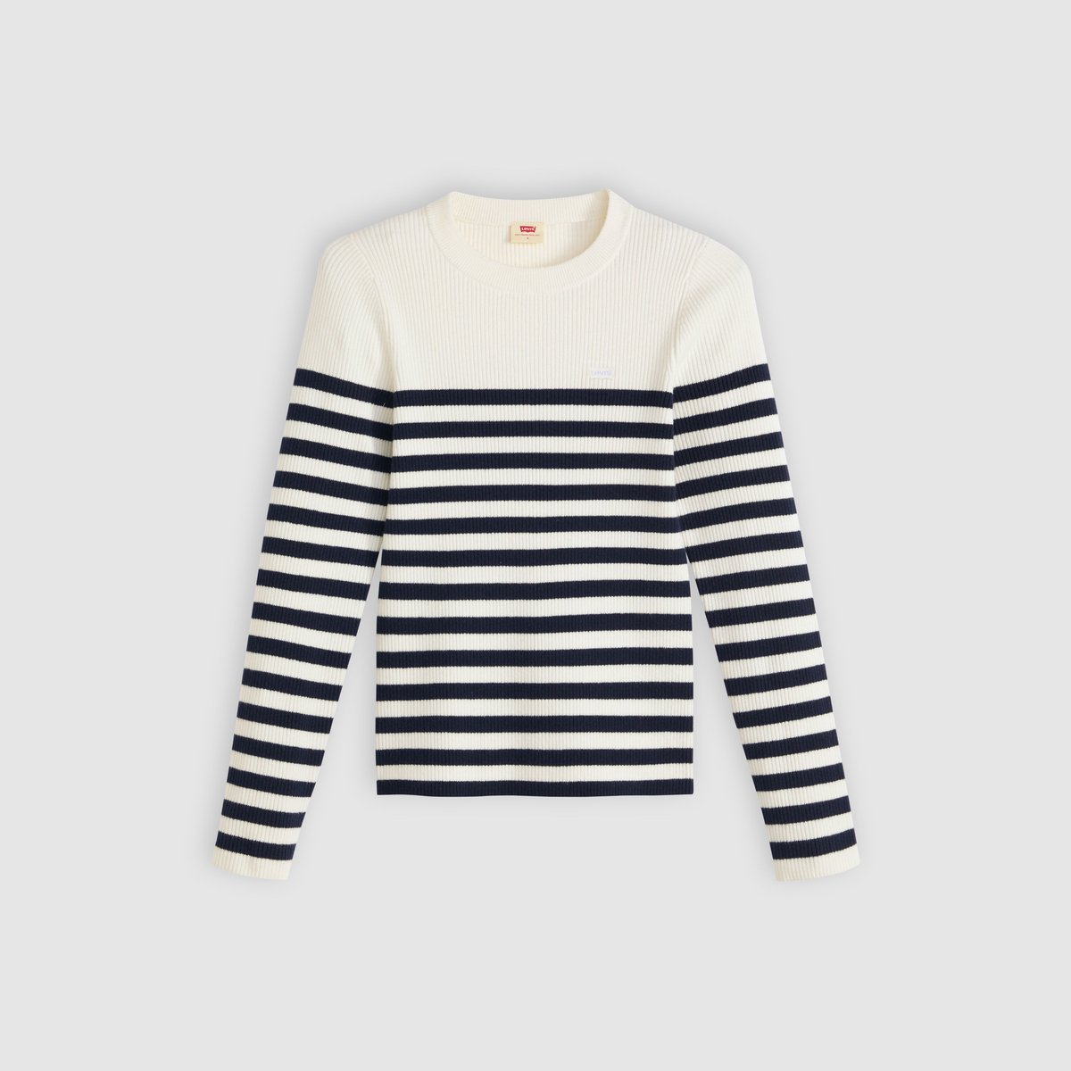 Pull-over col rond maille côtelée bleu - adrienne stripe egret, LEVI'S