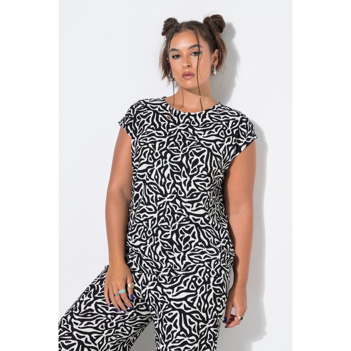 T-shirt, coupe oversize, effet texturé noir, STUDIO UNTOLD