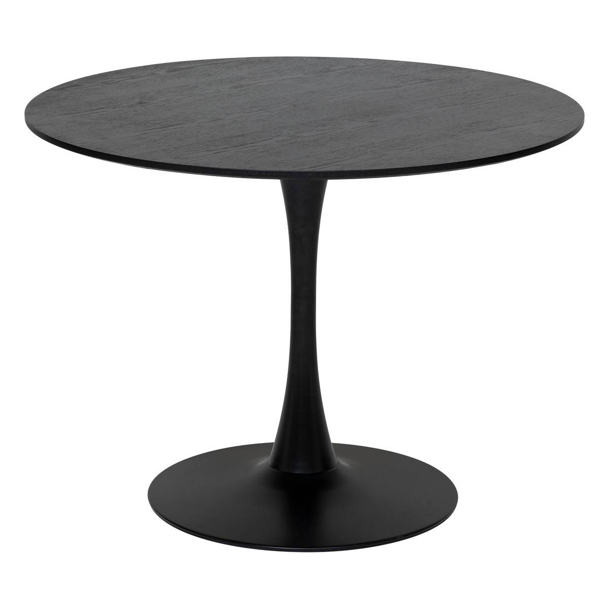Table à manger ronde 4 places plateau placage chêne ELIAS noir, ATMOSPHERA
