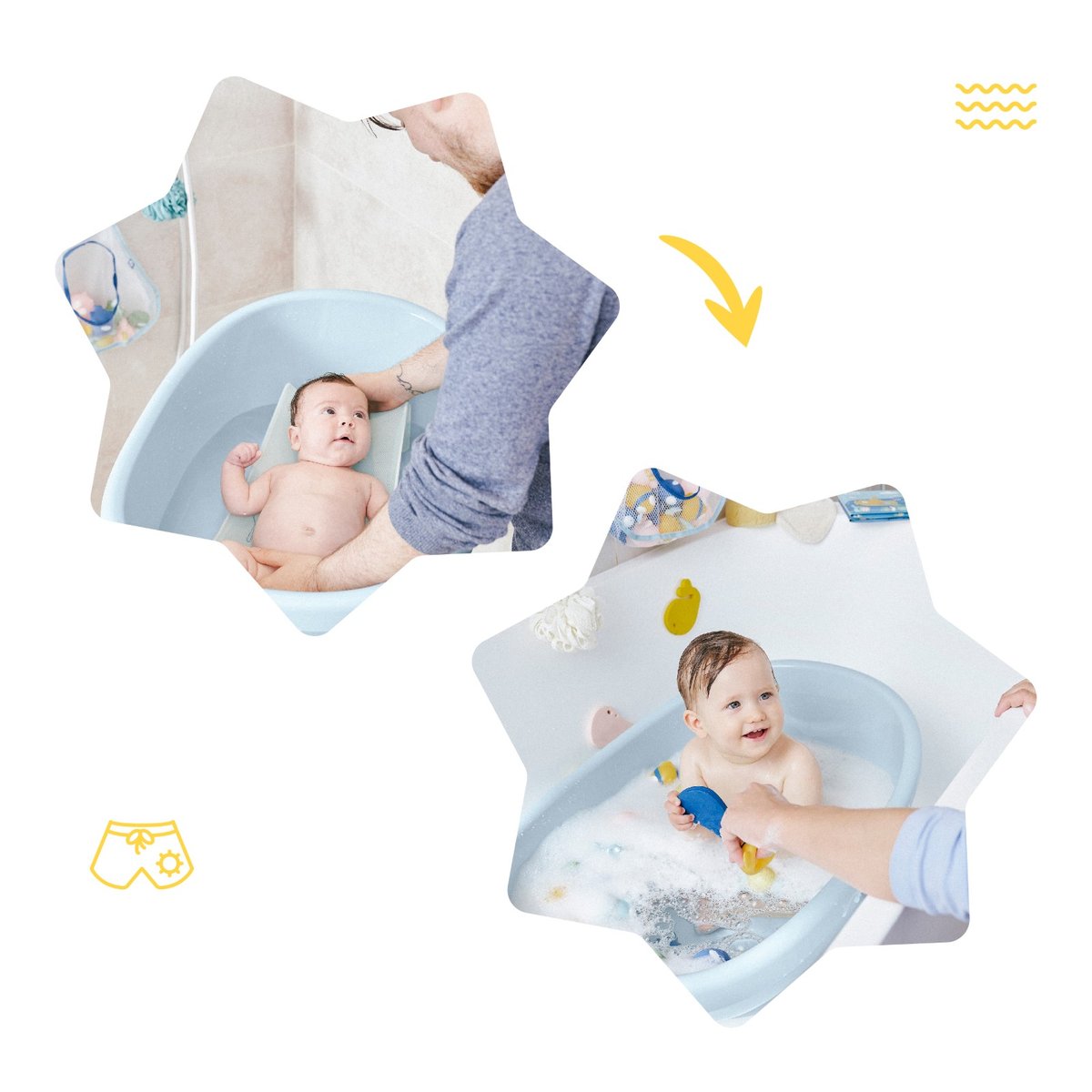 Baignoire pour Bébé Baleine, Dès la naissance à 24 mois bleu, BADABULLE