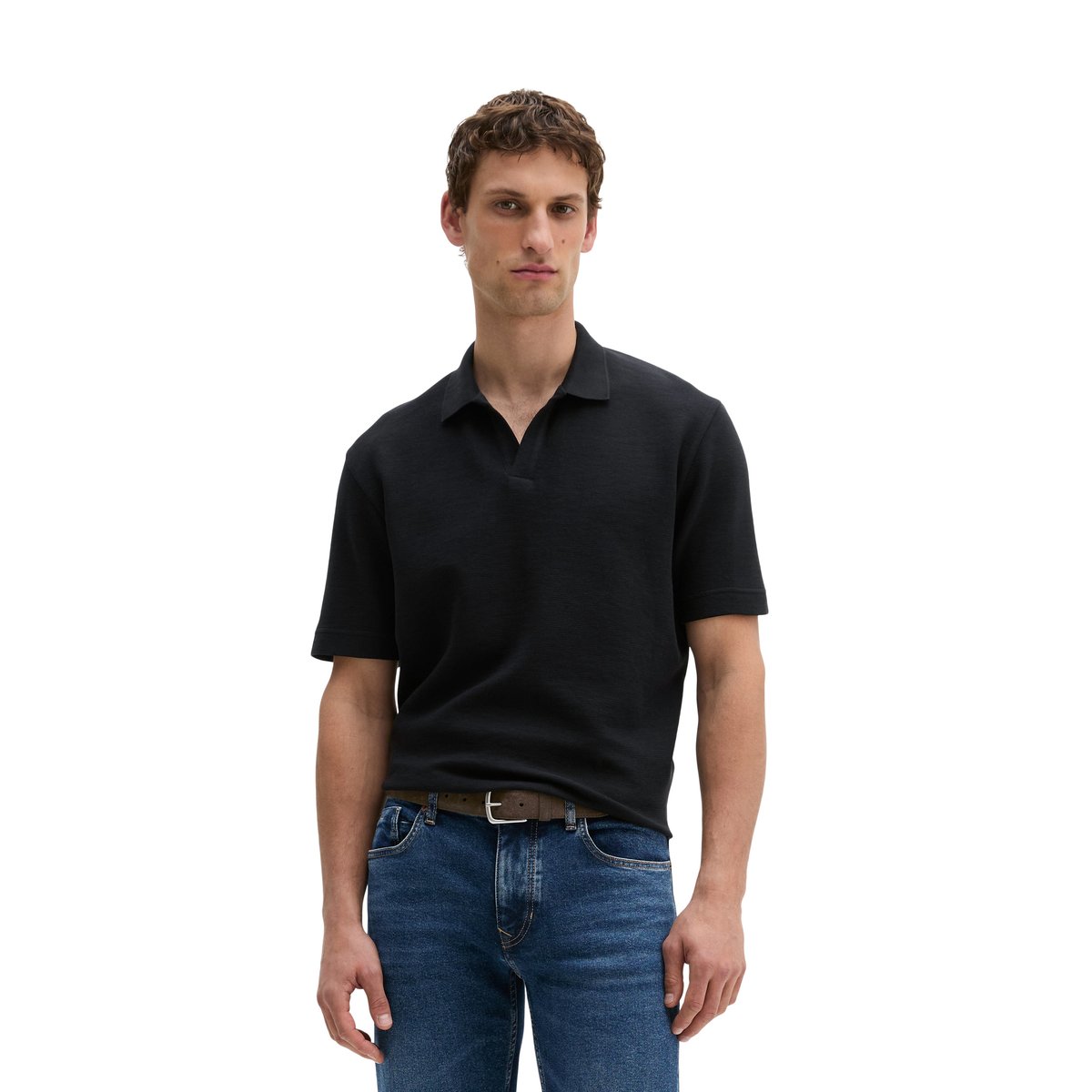 Polo coupe classique en pur coton bio noir, MARC O'POLO