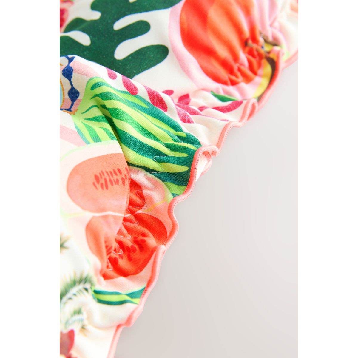 Haut de bikini bandeau volanté fruit vif/imprimé tropical, NEXT
