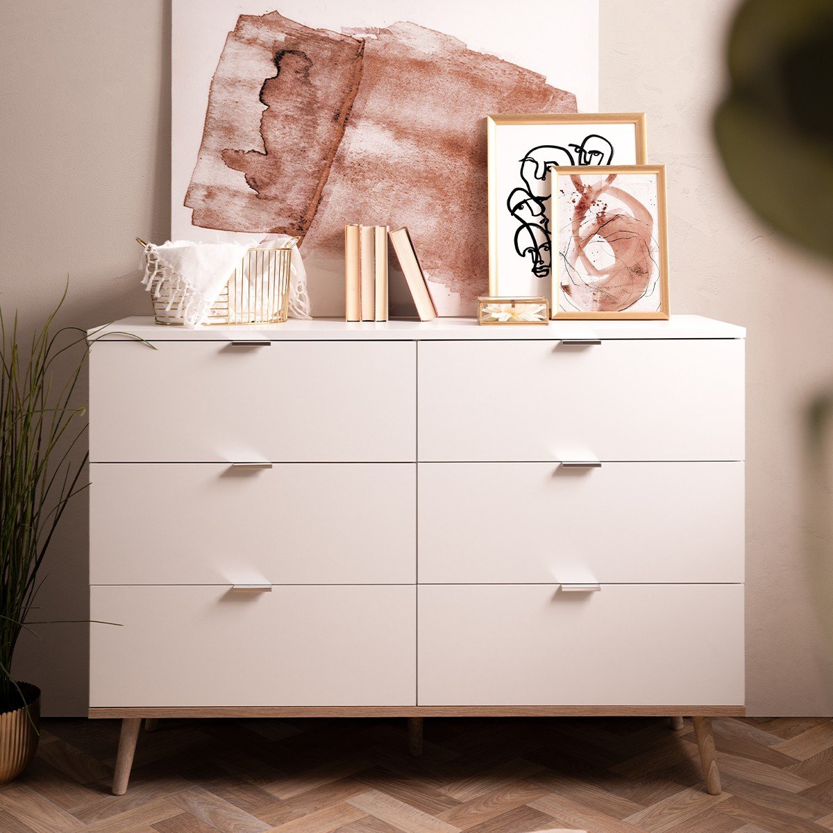Commode 6 Tiroirs L120 cm - COPENHAGUE blanc, CALICOSY