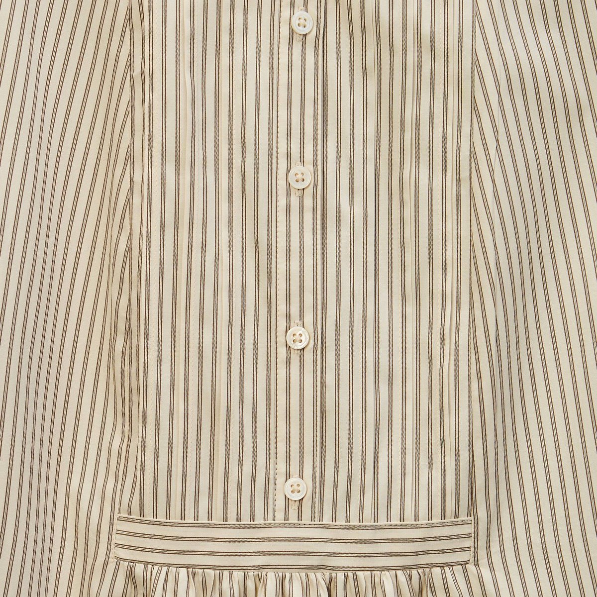 Blouse rayée manches longues en coton ecru, MONOPRIX