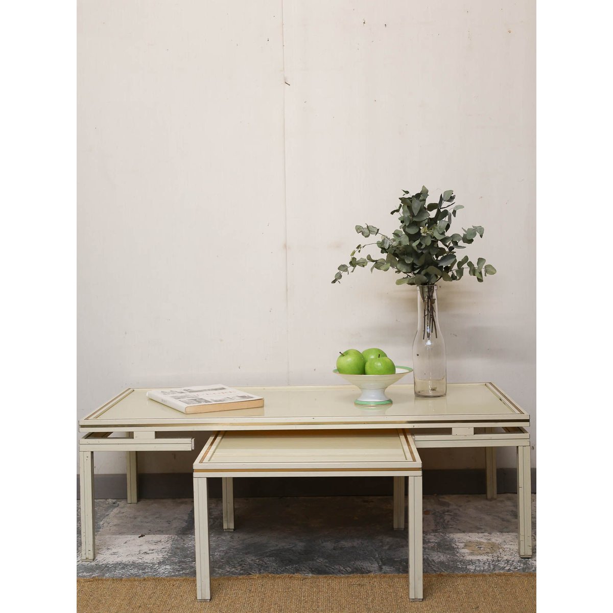 Tables gigognes en pierre et laiton Barbara N°117 - Bon état beige, DEBONGOUT