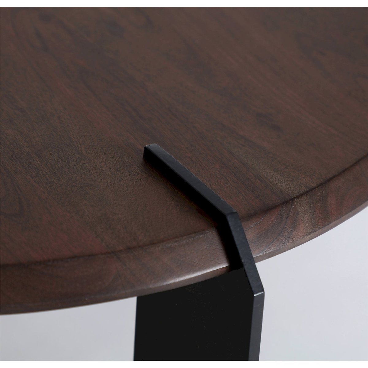 Table basse ronde en acacia et métal bois d'acacia marron et métal noir, RECOLLECTION
