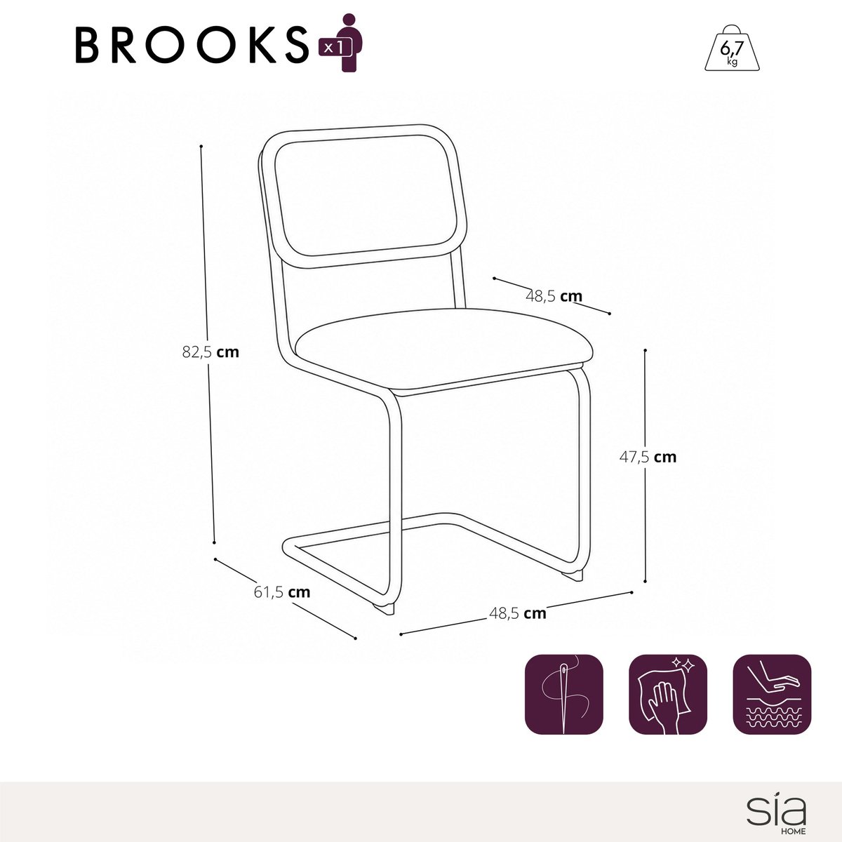 Lot de 2 chaises en velours texturé BROOKS crème, SIA HOME