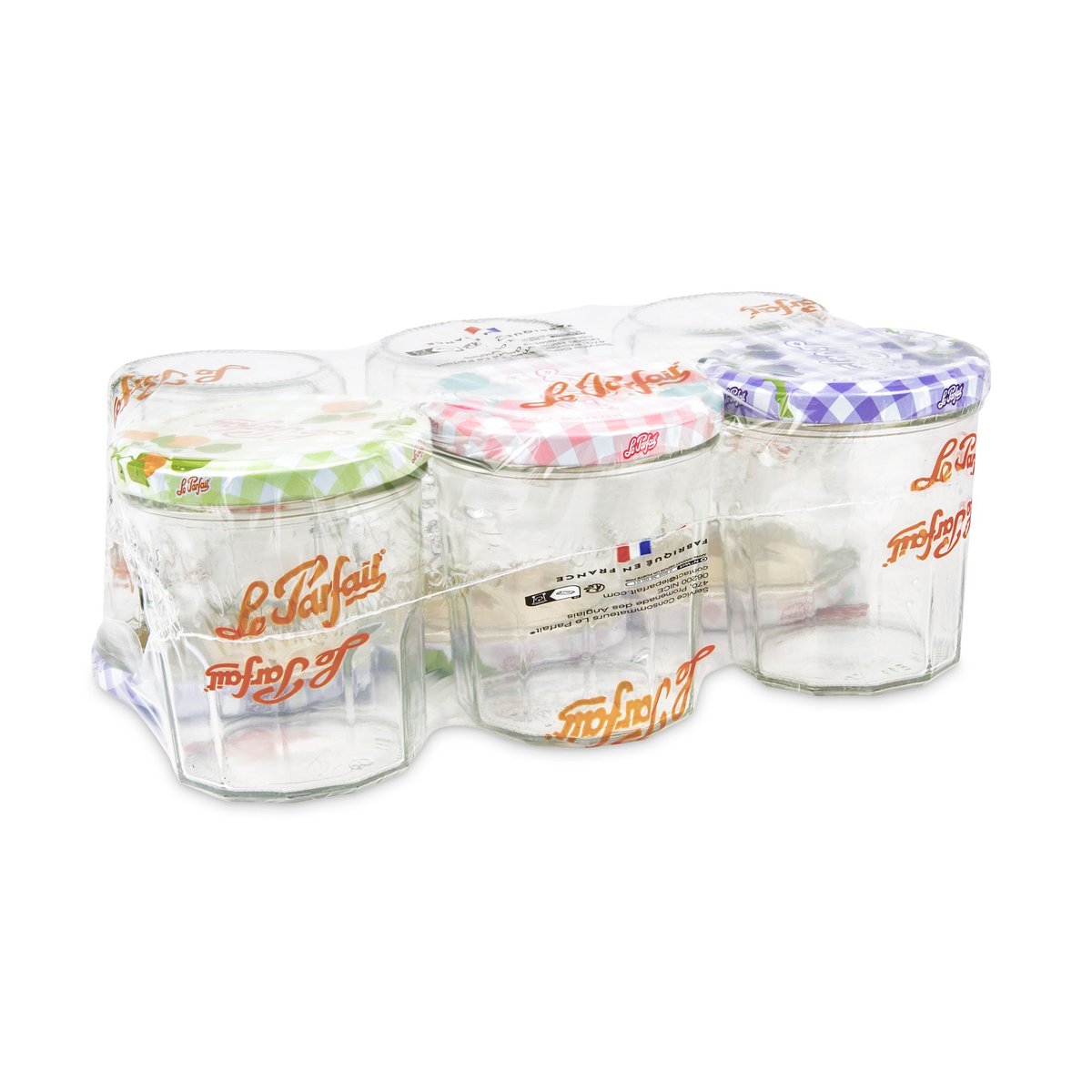 Lot de 6 confituriers en verre 324ml avec couvercle vissable transparent, LE PARFAIT