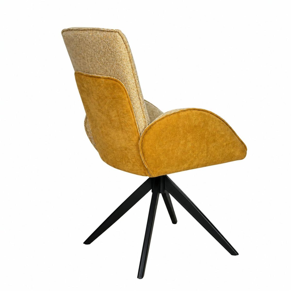 Fauteuil de table pivotant tissu bi-matière (lot de 2) AGADE moutarde, PIER IMPORT