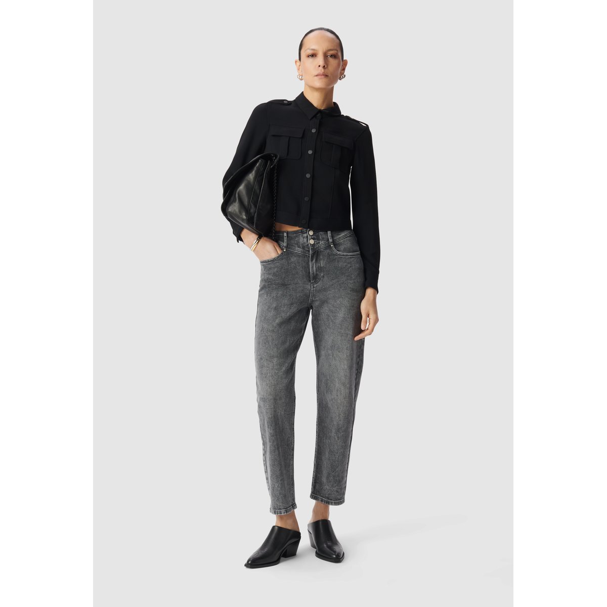Jean slouchy court ALICE gris souris, IKKS
