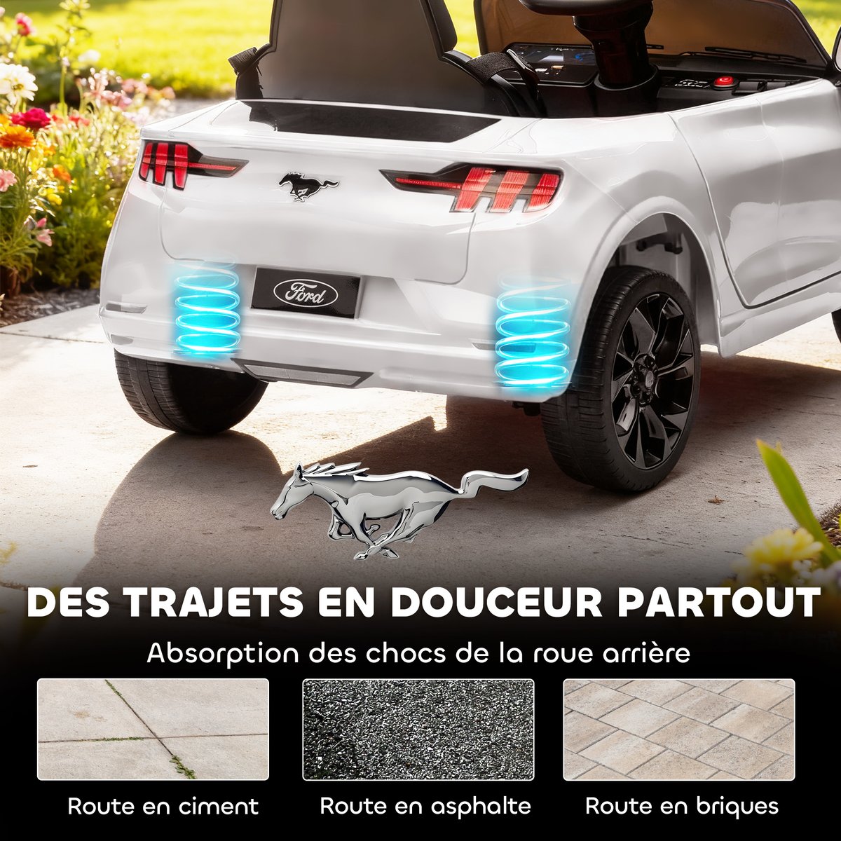 Voiture électrique à conducteur assis PP blanc, AIYAPLAY