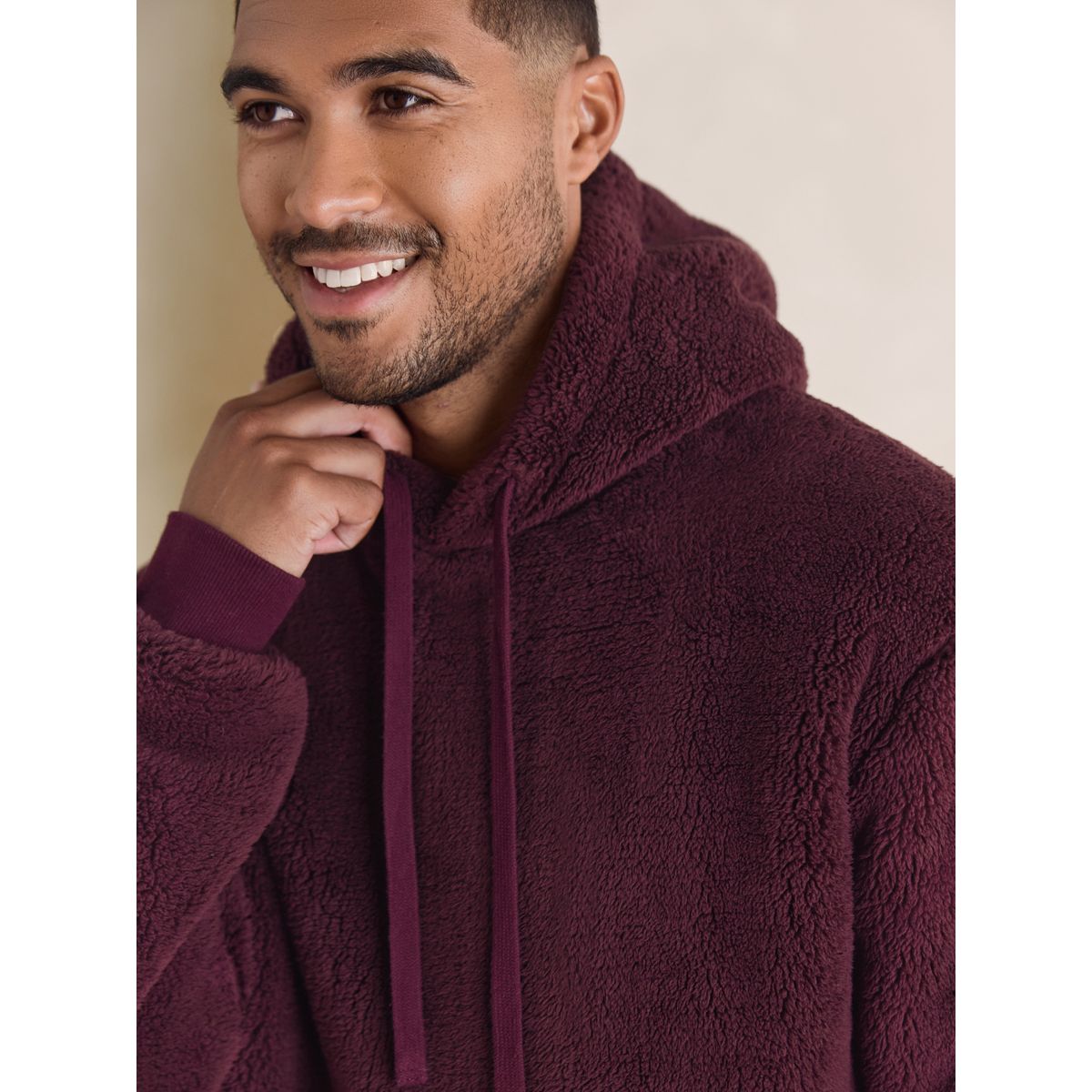 Sweat à capuche en imitation fourrure enfiler rouge bordeaux, NEXT