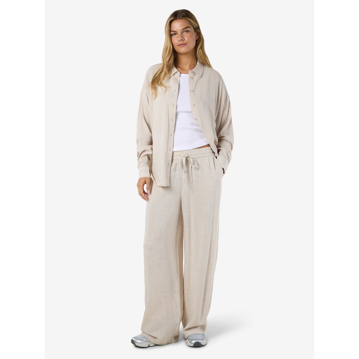 Pantalon large, taille standard beige clair, NOISY MAY