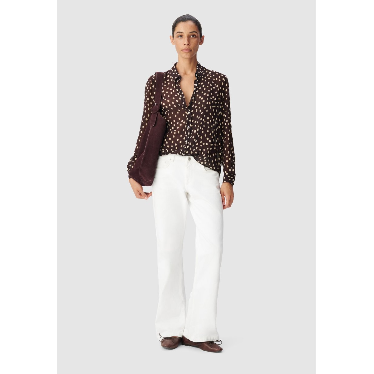 Chemise voile imprimé pois bleu nuit, IKKS