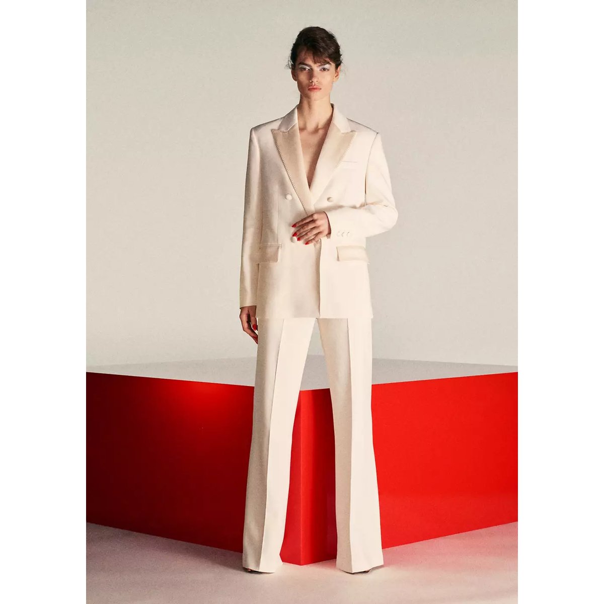 Veste à revers surpiqûre écru, MANGO