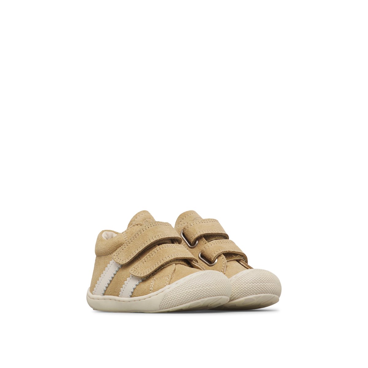 Chaussures premiers pas en suède MACKS 3 VL sable-blanc crème, NATURINO