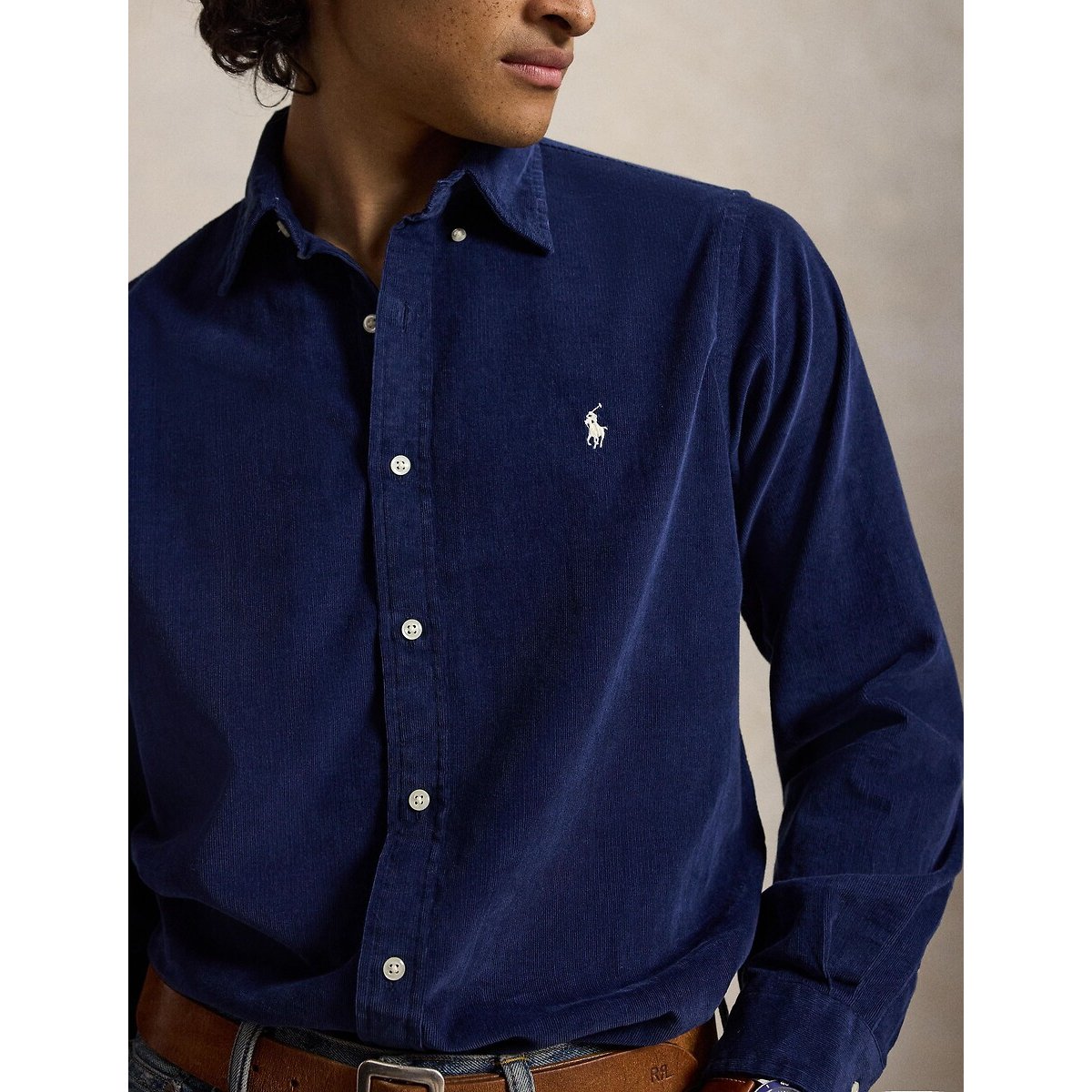 Chemise ajustée en velours côtelé, Custom Fit bleu marine, POLO RALPH LAUREN
