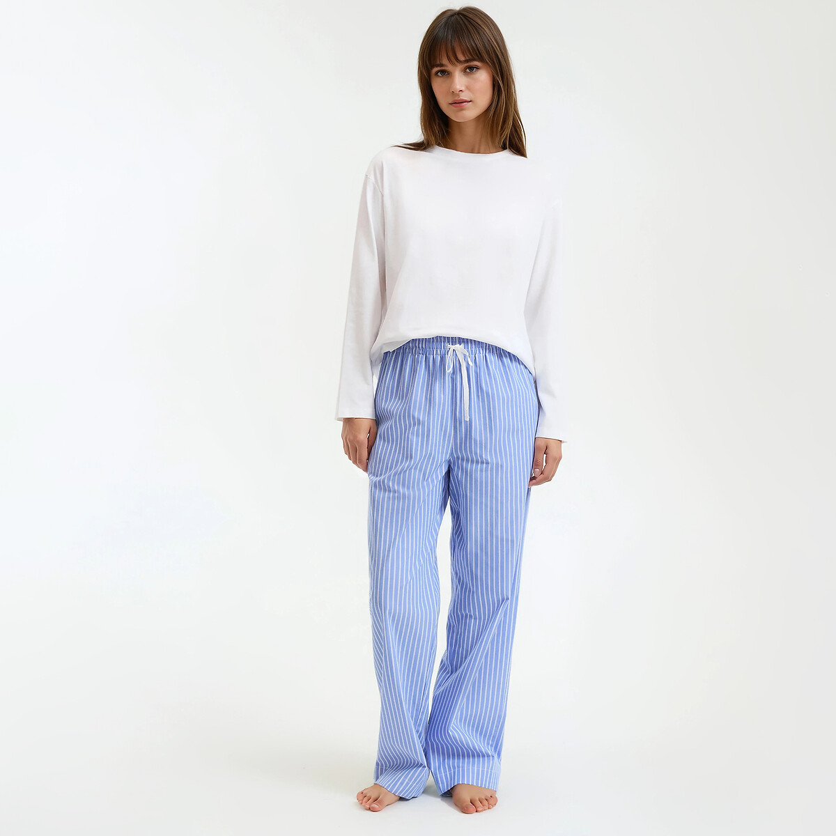 Haut de pyjama en jersey pur coton blanc, LA REDOUTE COLLECTIONS