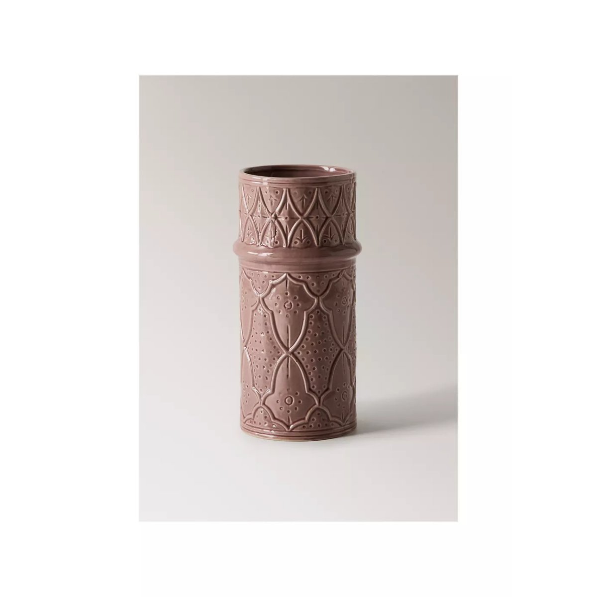 Grand vase en grès à relief rose, MANGO HOME