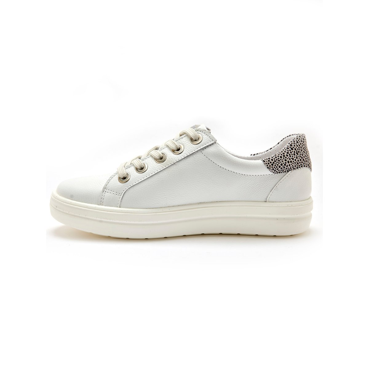 Baskets cuir avec zip et lacets blanc, PEDICONFORT