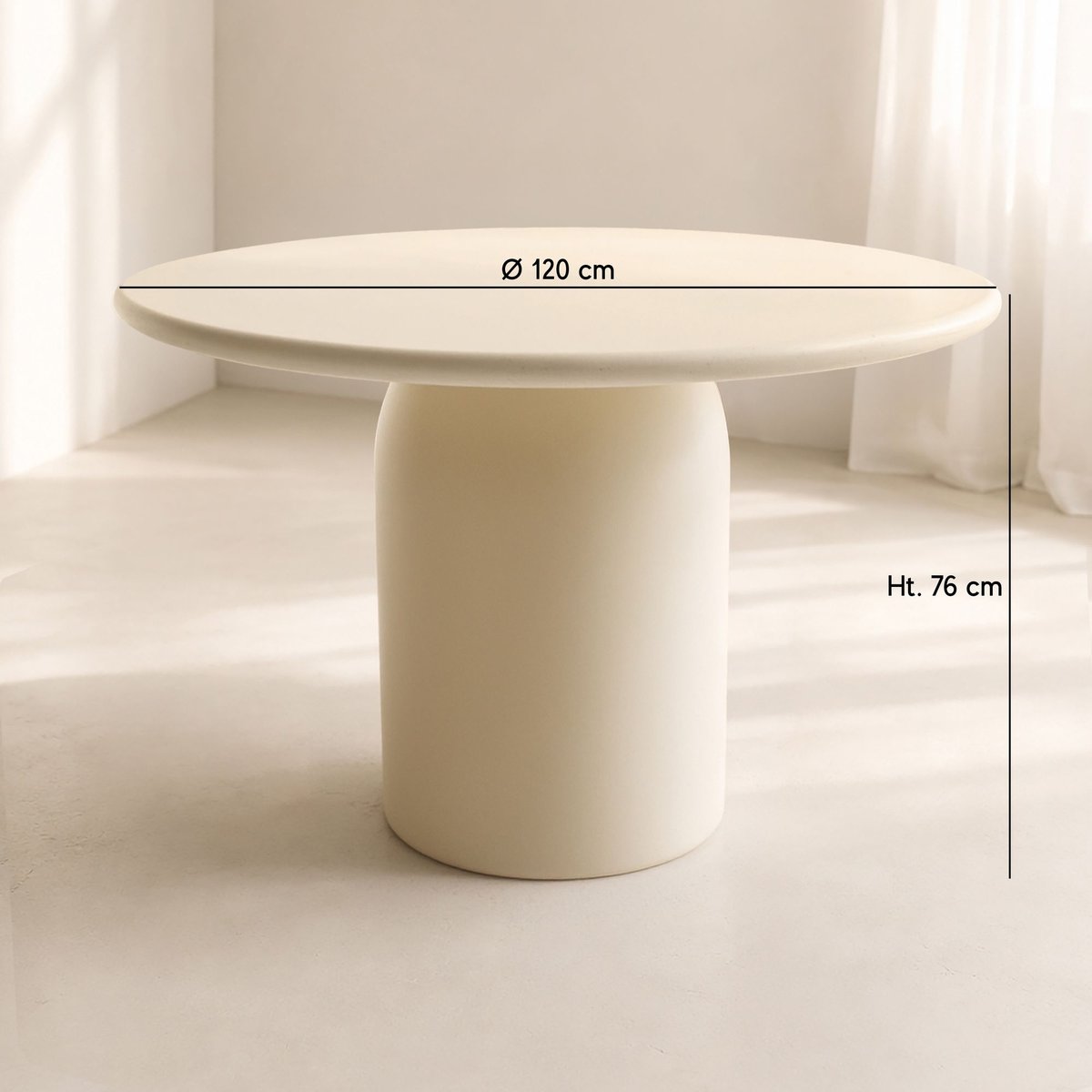Table ronde 120cm effet béton, MINERAL couleur unique, NOW'S HOME