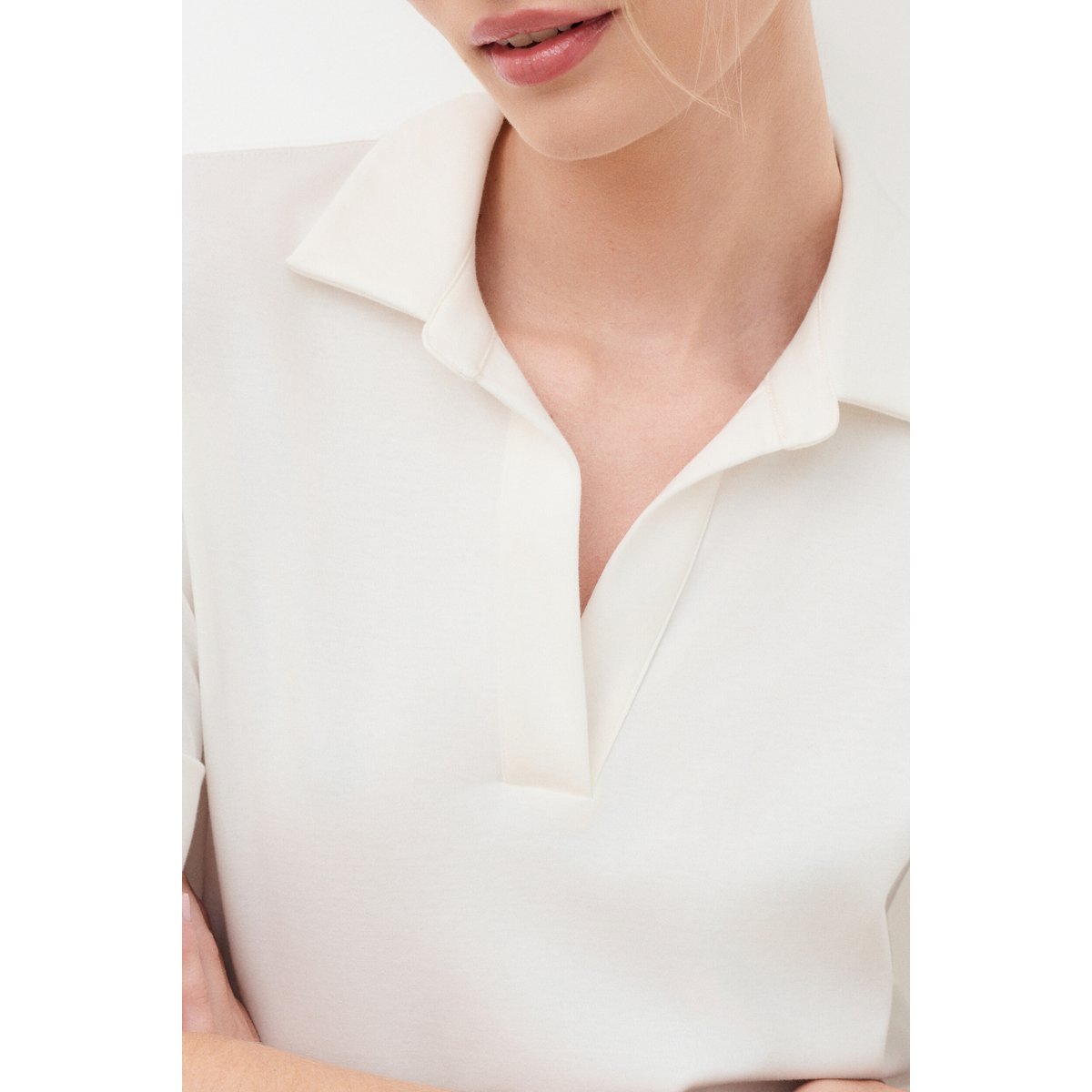 Tshirt coupe droite col chemise TMURCIA ecru, CAROLL