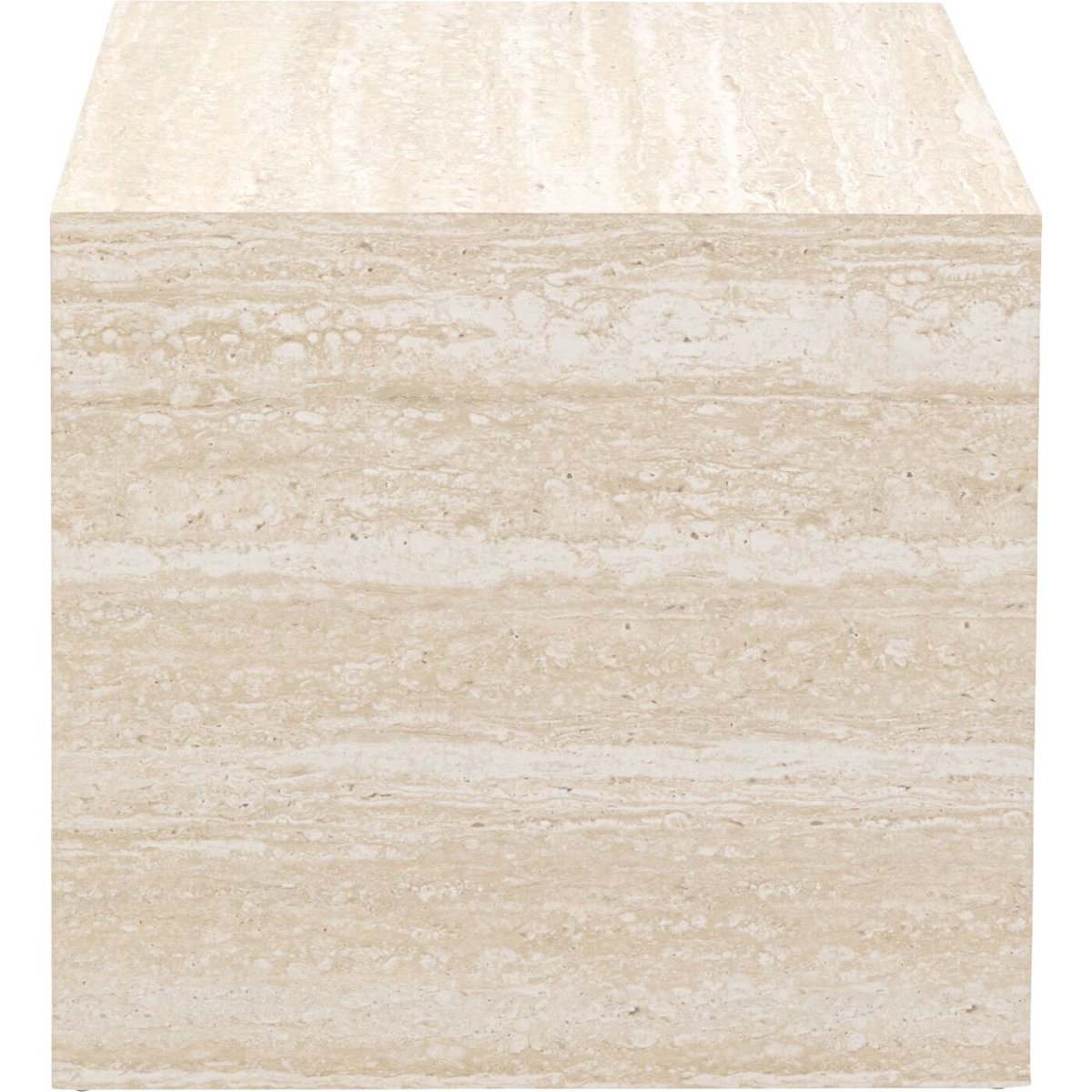 Table d'appoint cubique imitation pierre, TRAVERTINO beige, KARE DESIGN