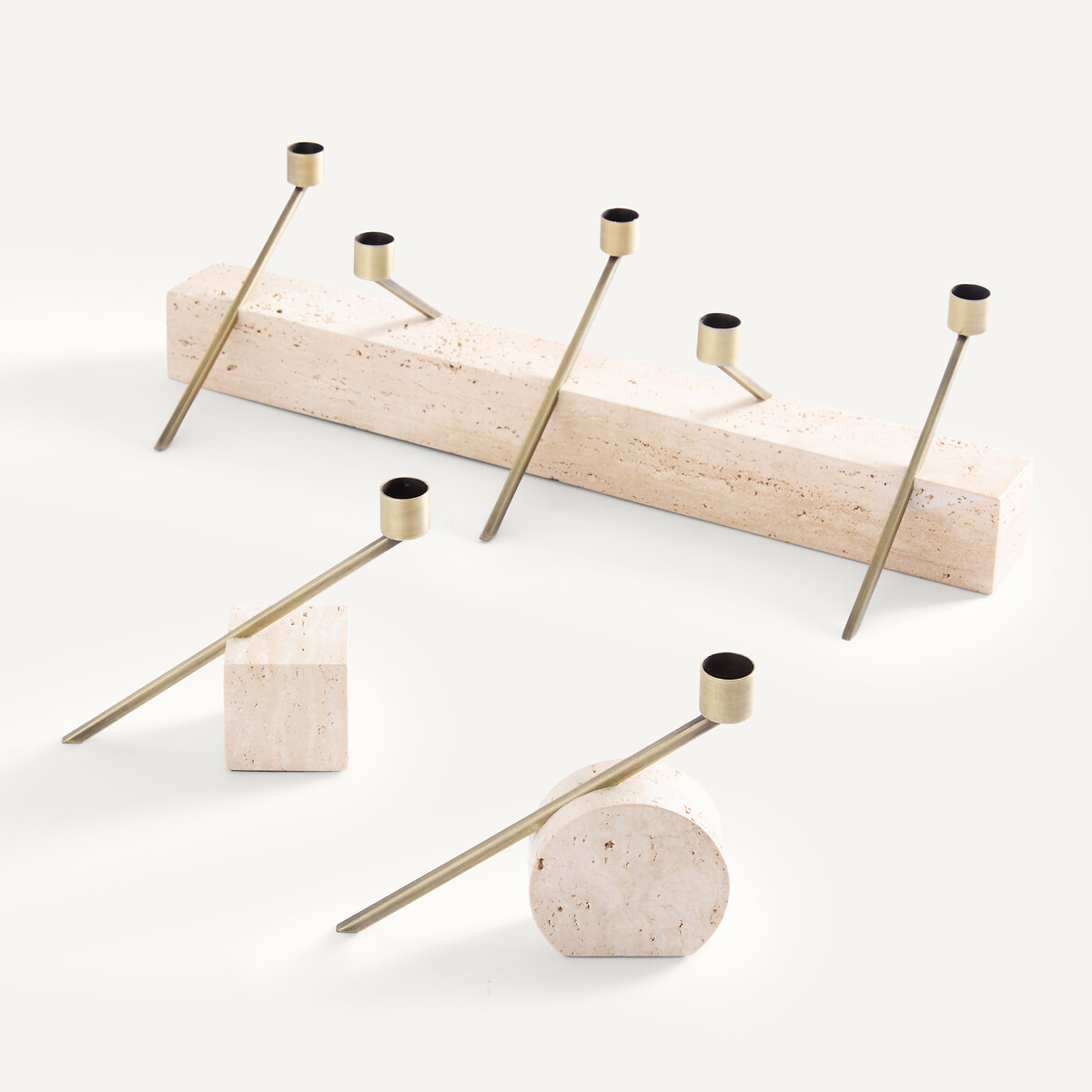 Bougeoir centre de table en travertin, hauteur 21,3 cm, SEBASTIANO travertin, AM.PM