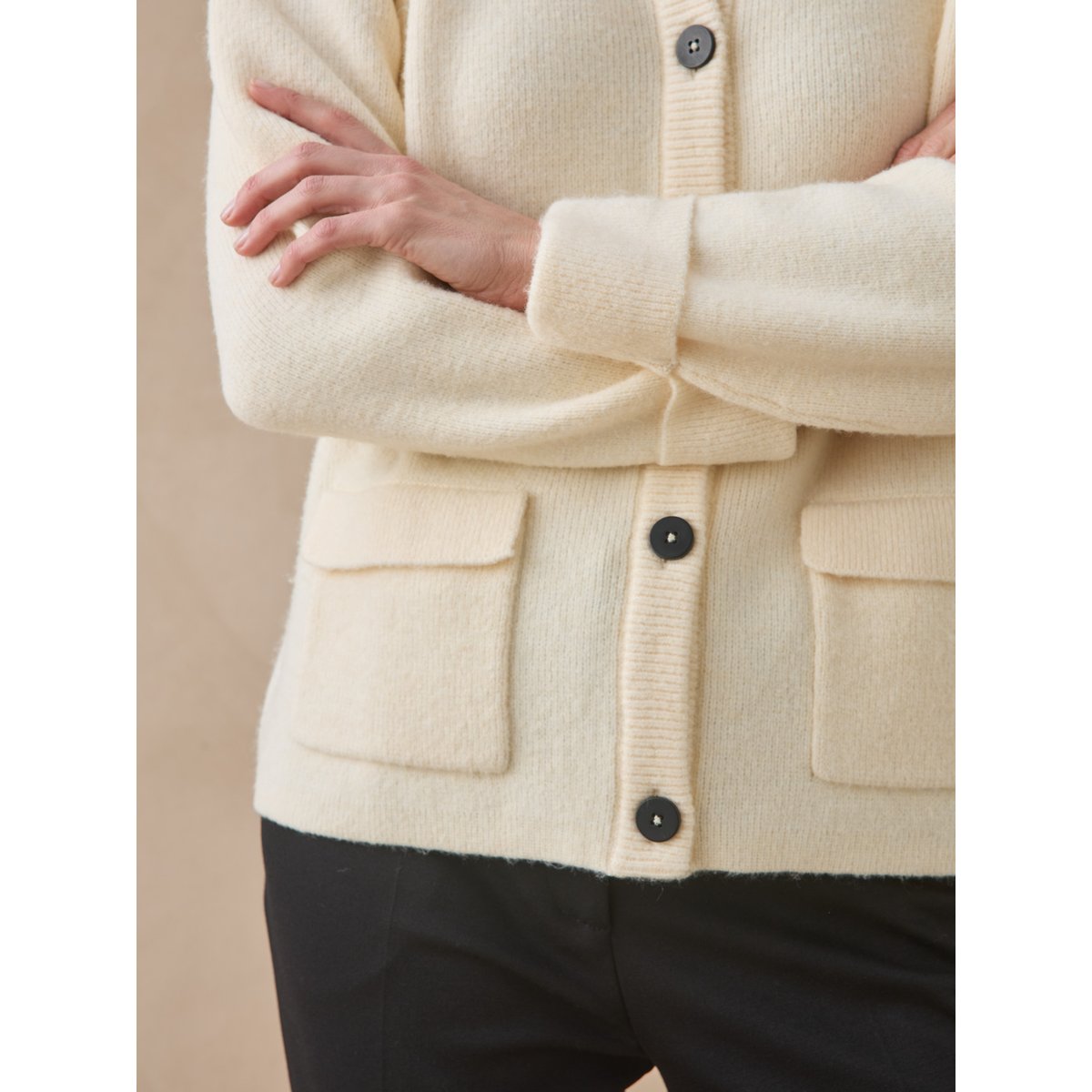 Gilet maille milano col polo ecru, DAXON