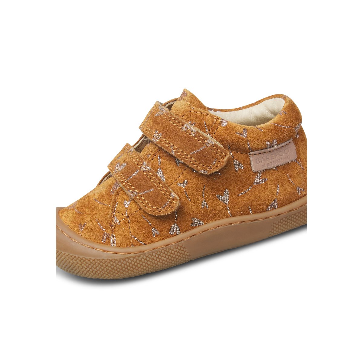 Chaussures barefoot en cuir et en daim BAREFOOT AMUR VL marron clair-platine, NATURINO